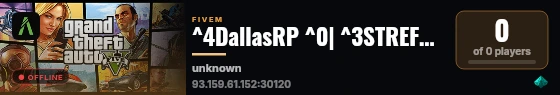 ^4DallasRP ^0| ^3STREFY ^0| ^6ZRZUTY ^0| ^5WL-OFF live status badge