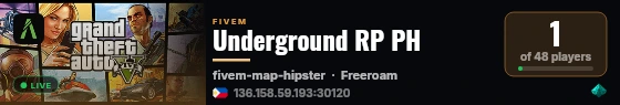 🇵🇭 Underground RP | 🔫 PVP & Gangs | 💼 Whitelisted Jobs live status badge
