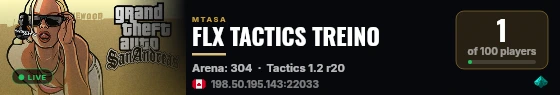 FLX TACTICS TREINO live status badge