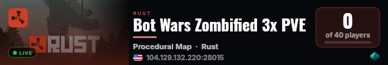 Bot Wars Zombified 3x PVE live status badge