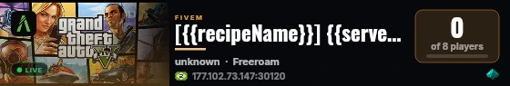 [{{recipeName}}] {{serverName}} live status badge