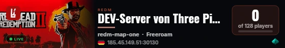 DEV-Server von Three Pines live status badge