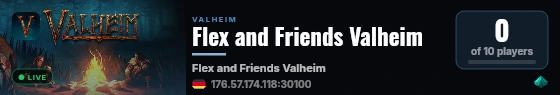 Flex and Friends Valheim live status badge