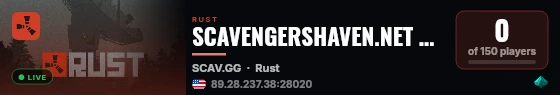 SCAVENGERSHAVEN.NET 3x [Loot+|MyMini|Shop|Kits] live status badge