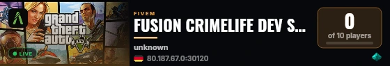 FUSION CRIMELIFE DEV SERVER live status badge