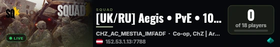 [UK/RU] Aegis • PvE • 100+ maps • SuperMod GoonPatrol Platoon • discord.gg/GQzta7DZYY live status badge