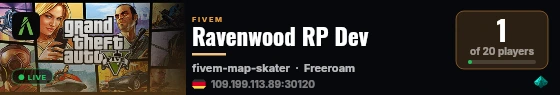 Ravenwood RP Dev live status badge