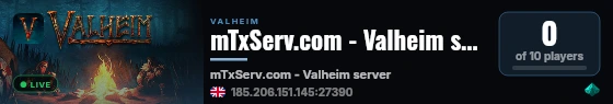 mTxServ.com - Valheim server live status badge