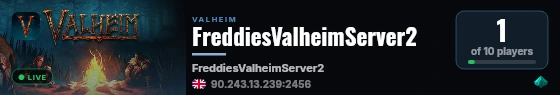 FreddiesValheimServer2 live status badge
