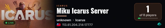 Miku Icarus Server live status badge
