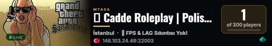 █ Cadde Roleplay | Polis/Jandarma/Mafyalar ❱ Turk/Türkçe Sesli Roleplay ❰ live status badge