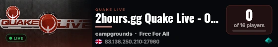 2hours.gg Quake Live - On-Demand by the Hour live status badge
