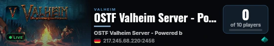 OSTF Valheim Server - Powered by AMP live status badge