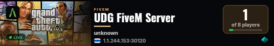 UDG FiveM Server live status badge