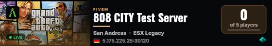 808 CITY Test Server live status badge