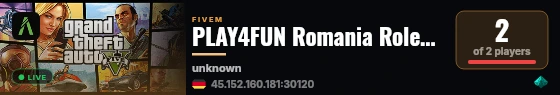 PLAY4FUN Romania Roleplay live status badge