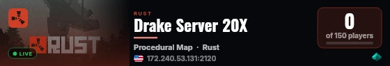 Drake Server 20X live status badge