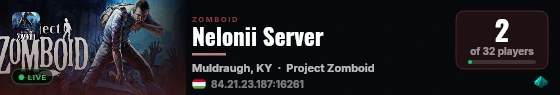 Nelonii Server live status badge
