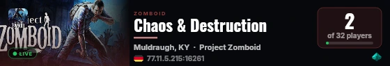 Chaos & Destruction live status badge