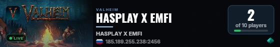 HASPLAY X EMFI live status badge