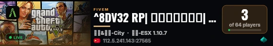 ^8DV32 RP| 角色扮演服务器|  🌙 live status badge