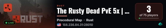 The Rusty Dead PvE 5x | Zombies | RaidableBases | Events live status badge