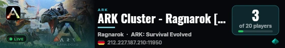 ARK Cluster - Ragnarok [Whitelist] - (v358.24) live status badge