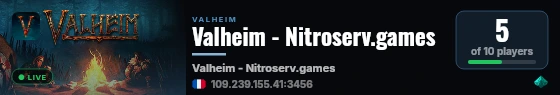 Valheim - Nitroserv.games live status badge
