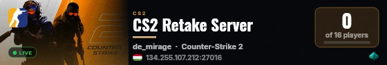 CS2 Retake Server live status badge