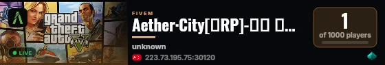 Aether·City[轻RP]-交友 扮演 休闲 娱乐=Q群:553452876 live status badge