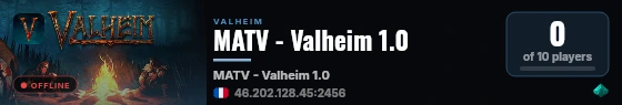 MATV - Valheim 1.0 live status badge