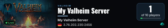 My Valheim Server live status badge