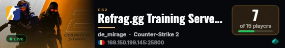 Refrag.gg Training Server (Player) live status badge