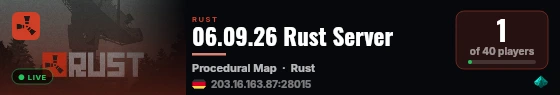 06.09.26 Rust Server live status badge