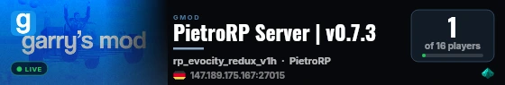 PietroRP Server | v0.6.0 live status badge