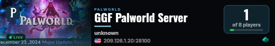 GGF Palworld Server live status badge