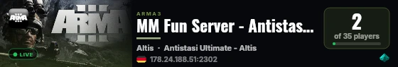 MM Fun Server - Antistasi Ultimate (Altis) live status badge