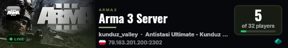 Arma 3 Server live status badge