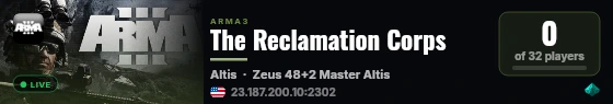 The Reclamation Corps live status badge
