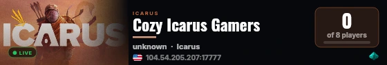 Cozy Icarus Gamers live status badge