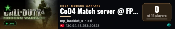 CoD4 Match server @ FPSChallenge.eu live status badge
