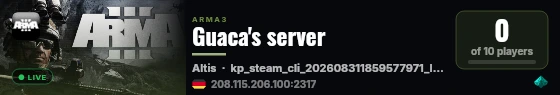 Guaca's server live status badge