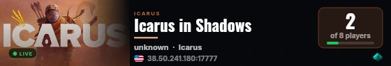 Icarus in Shadows live status badge