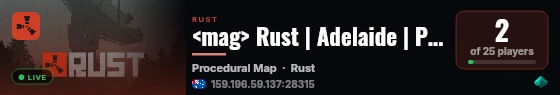<mag> Rust | Adelaide | PVE | 2x | Kits | NPCs | Events | live status badge