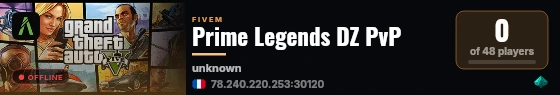 Prime Legends DZ PvP live status badge