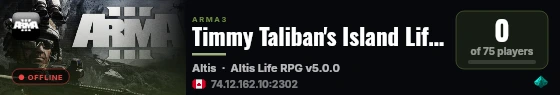 Timmy Taliban's Island Life Server live status badge