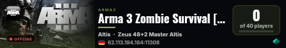 Arma 3 Zombie Survival [Dynamic Bulwarks] live status badge