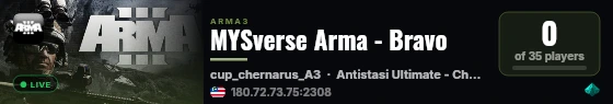 MYSverse Arma - Bravo live status badge