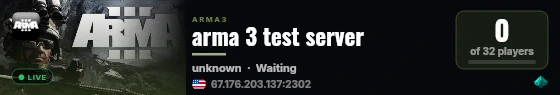 arma 3 test server live status badge