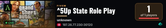 ^5Up State Role Play live status badge